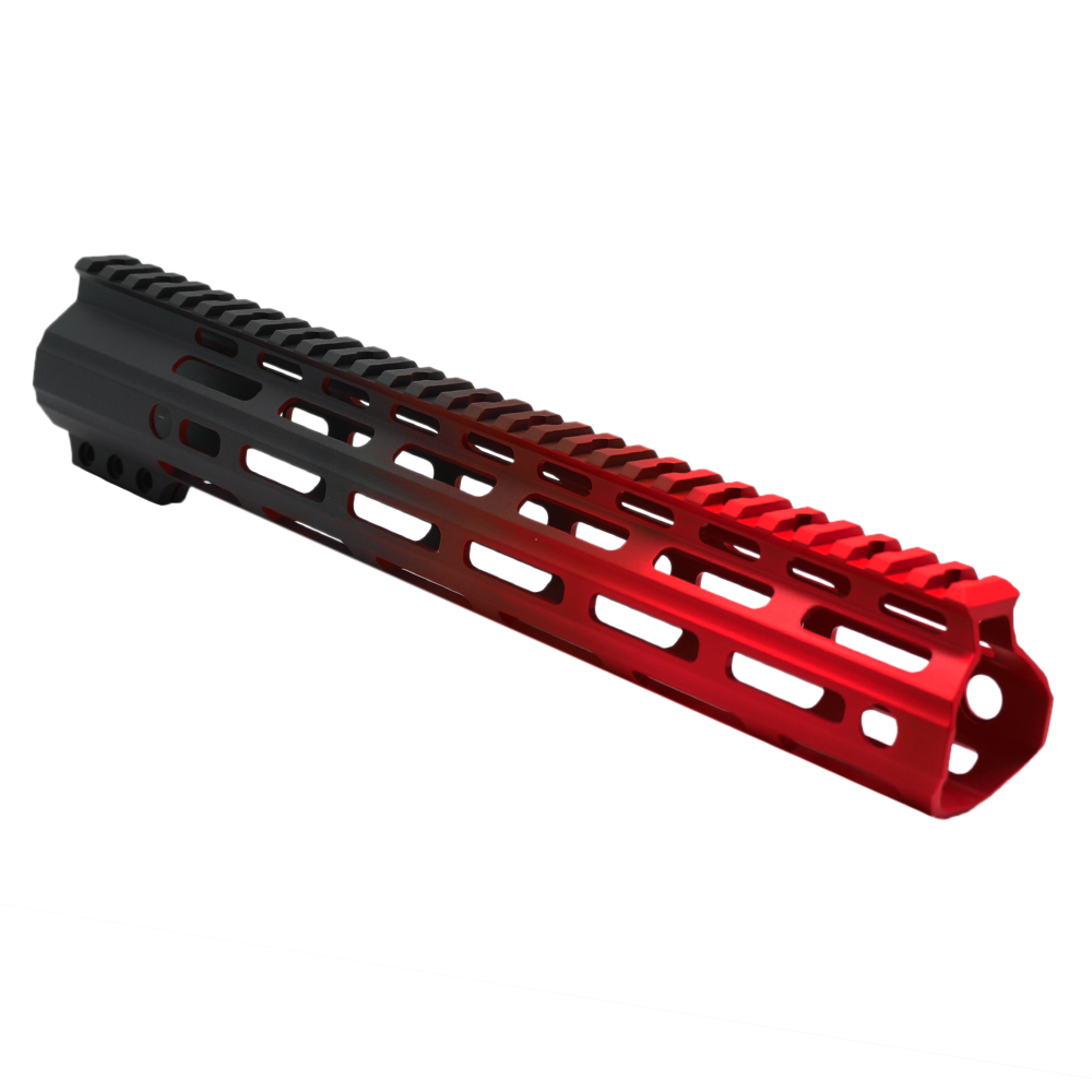 CERAKOTE GRADIENT| AR-15 ANGLE CUT CLAMP ON M-LOK 12 INCH HANDGUARD- BLACK BASE- GRADIENT- RED -MADE IN U.S.A
